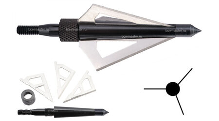 купите Наконечники охотничьи Man-kung MK-3BAL фиксированные, 100 гран, 3 лезвия (3 шт.) в Краснодаре