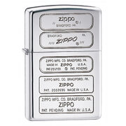Зажигалка Zippo 28381 Zippo Bottom Timeline Stamp High Polish Chrome (зеркальный хром, гравировки днищ зажигалок)